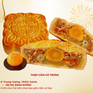 Bánh Trung Thu Hữu Bình nhân thập cẩm 01 trứng muối 190g