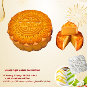 Bánh Trung Thu Hữu Bình nhân đậu xanh Sầu Riêng 180G